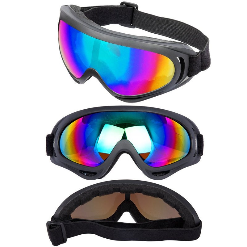 LJDJ Ski Goggles, Pack of 4 - Snowboard Adjustable UV 400 Protective Motorcycle Goggles Outdoor Sports Tactical Glasses Dust-proof Combat Military Sunglasses for Kids, Boys, Girls, Youth, Men, Women - Image 2